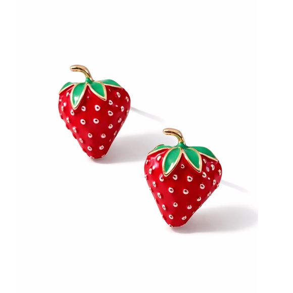 Anthropologie Jewelry - New! Fresa Strawberry Red Small Post Earrings (1045) NWOT